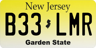 NJ license plate B33LMR