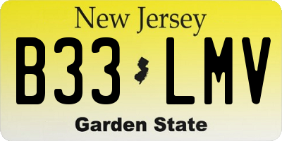 NJ license plate B33LMV