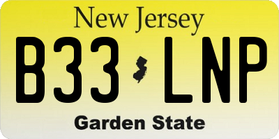 NJ license plate B33LNP