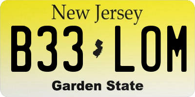 NJ license plate B33LOM
