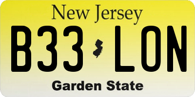 NJ license plate B33LON