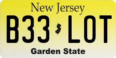 NJ license plate B33LOT