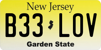 NJ license plate B33LOV