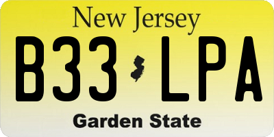 NJ license plate B33LPA