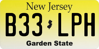 NJ license plate B33LPH