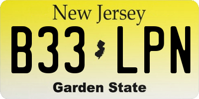 NJ license plate B33LPN