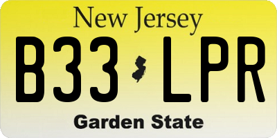 NJ license plate B33LPR