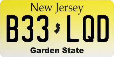 NJ license plate B33LQD