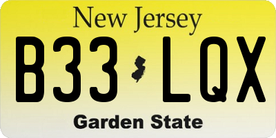 NJ license plate B33LQX