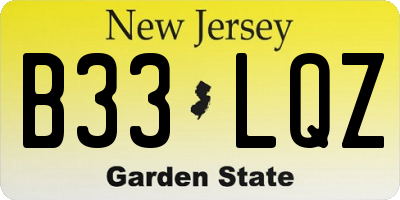 NJ license plate B33LQZ