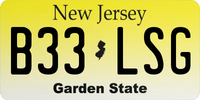 NJ license plate B33LSG