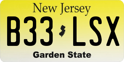 NJ license plate B33LSX