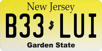 NJ license plate B33LUI