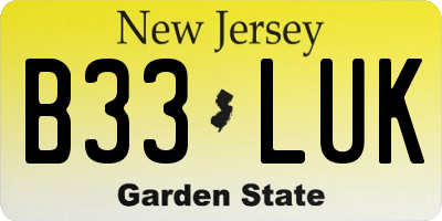 NJ license plate B33LUK