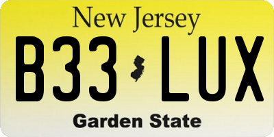 NJ license plate B33LUX