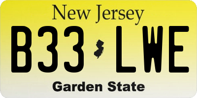 NJ license plate B33LWE
