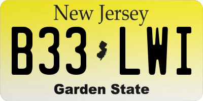 NJ license plate B33LWI