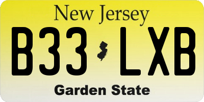 NJ license plate B33LXB