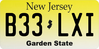 NJ license plate B33LXI