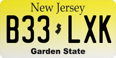 NJ license plate B33LXK