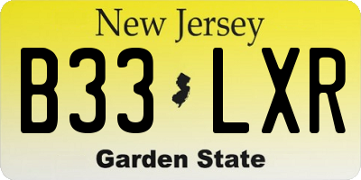 NJ license plate B33LXR