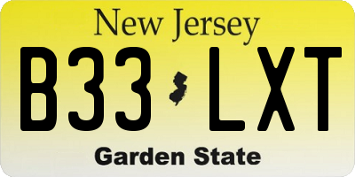 NJ license plate B33LXT