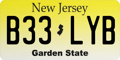 NJ license plate B33LYB