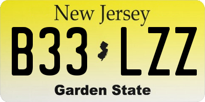 NJ license plate B33LZZ