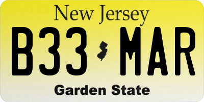 NJ license plate B33MAR