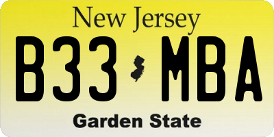 NJ license plate B33MBA