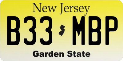 NJ license plate B33MBP