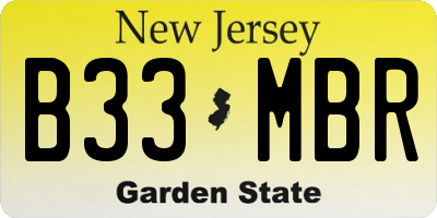 NJ license plate B33MBR