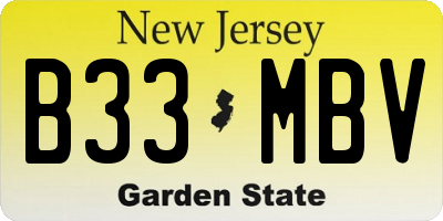 NJ license plate B33MBV