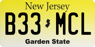 NJ license plate B33MCL