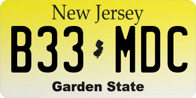 NJ license plate B33MDC