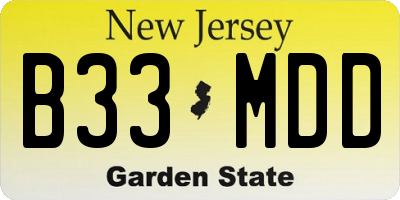 NJ license plate B33MDD