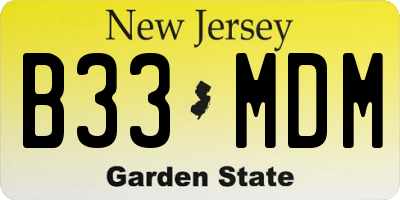 NJ license plate B33MDM
