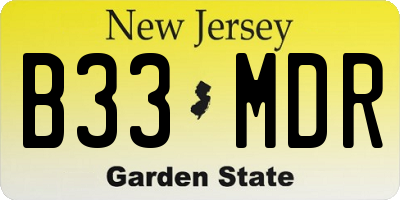 NJ license plate B33MDR