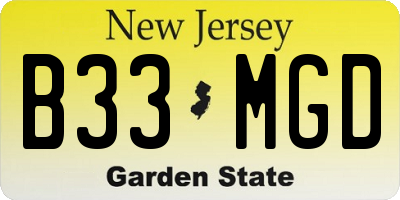 NJ license plate B33MGD