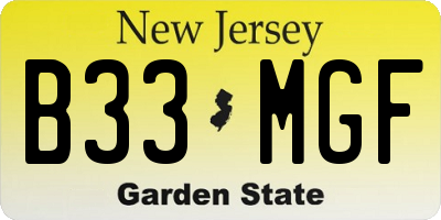NJ license plate B33MGF