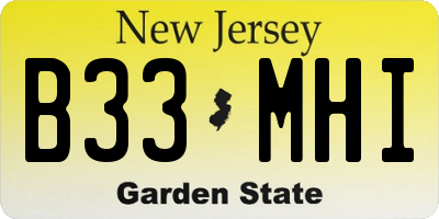 NJ license plate B33MHI