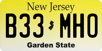 NJ license plate B33MHO