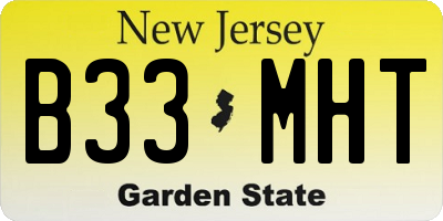 NJ license plate B33MHT