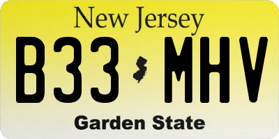 NJ license plate B33MHV