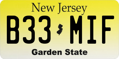 NJ license plate B33MIF