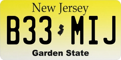 NJ license plate B33MIJ