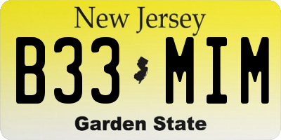 NJ license plate B33MIM