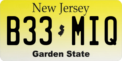 NJ license plate B33MIQ