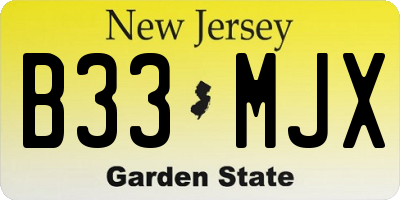 NJ license plate B33MJX