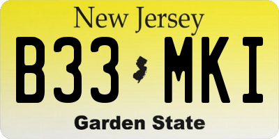 NJ license plate B33MKI